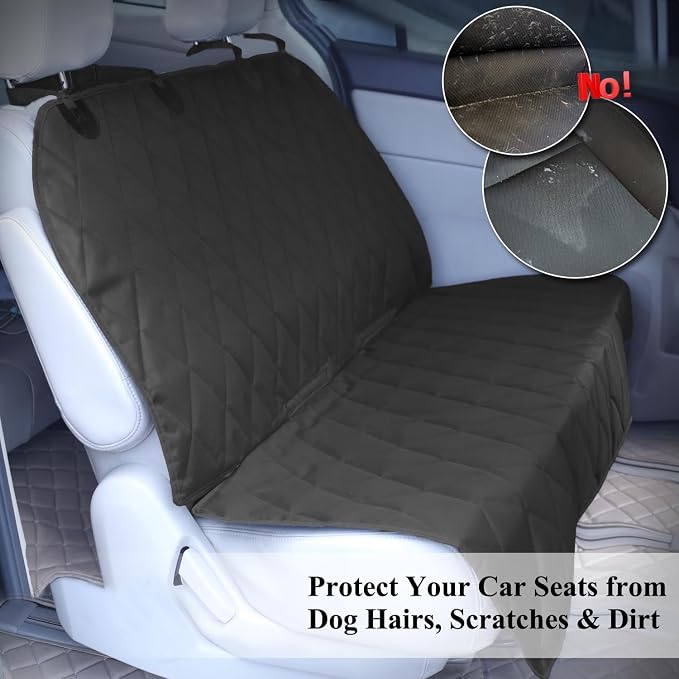 VIVAGLORY Dog Seat Cover Pet Seat Protector, Large, Black | Backseat Cover for Car Suv & Truck, Back Rear Backseat Bench Protector - Image 2