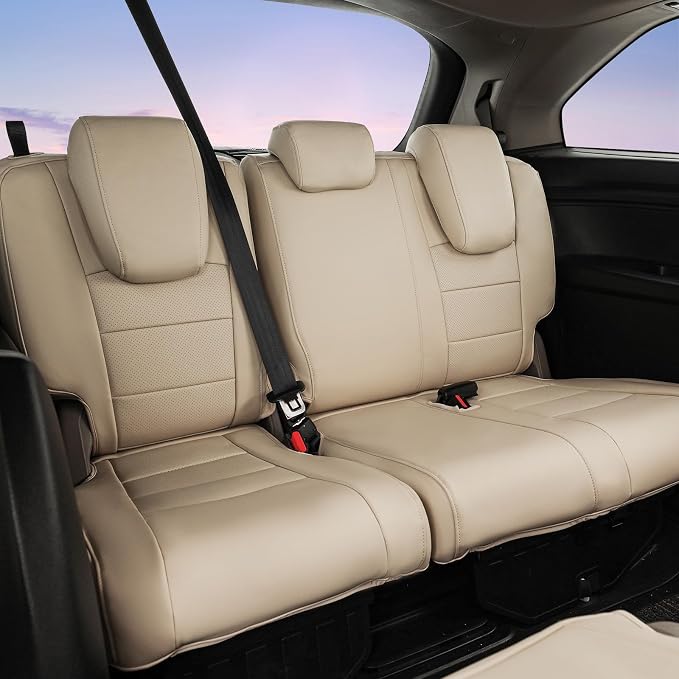 coverdream Odyssey Car Seat Covers Custom Fit for 2004-2010 Honda Odyssey,2nd-Row Captain Seat,Fully Covered,Luxury Waterproof Faux Leather Car Seat Protector(Beige) - Image 3