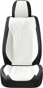 FLORICH Waterproof Front Car Seat Cover Faux Leather Automotive Seat Cover Front Car Seat Cushion Car Seat Protector Accessories Universal Fit for Most Cars SUV Trucks, Black&White - Image 9
