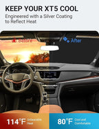 Proadsy Custom Fit 2017-2026 Cadillac XT5 Windshield Sun Shade, Blocks Heat | 240T Heat Shield, Drops Temp 54°F, Blocks 99% UV, Prevents Dashboard Cracking, Summer Parking & Beach Trips, Easy Twist-Fold - Image 2