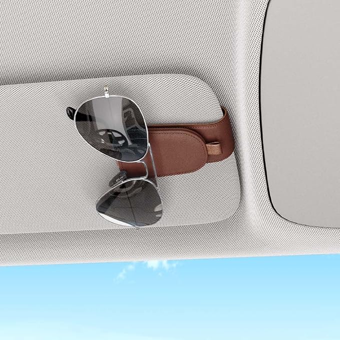 Sotfamily Magnetic Sunglass Holder for Car Visor, 2 Packs, Faux Leather | Strong Magnetism, for Most Car Visors, No Marks on Visor, Gift-Ready Packaging, Sunglass Organizer, Car Accessories for Men - Image 3