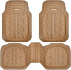 CAR PASS Tire Tread DeepDish Rubber Floor Mats for car Heavy Duty car mats All Weather, Universal XL~M Trim to Fit for Truck SUV Vehicle Automotive, Waterproof car mats 3 piece Solid Beige - Image 9