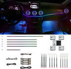 HMYC Car Interior Ambient Lights,18 in 1 128 Colorful LED Acrylic Fiber Optic Strip,Universal Multiple Modes Decoration Atmosphere with Music Sync Rhythm,APP Control,RGB Neon Lighting for All Cars by HMYC