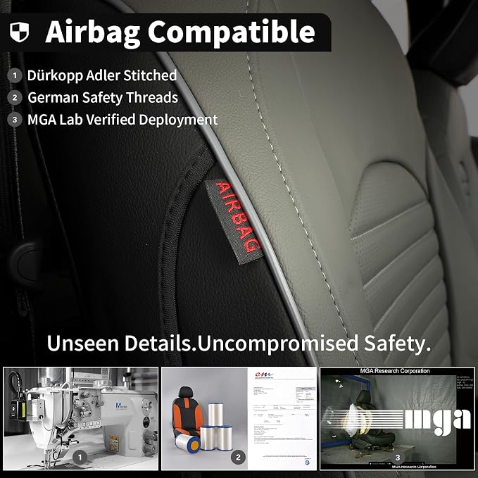EKR Car Seat Covers for Subaru Forester 2019-2024(NO Base),Full Set | Custom Fit for Subaru Forester 2019-2024 (Not for Base)Full Coverage,Waterproof,Faux Leather(Black/Gray) - Image 5