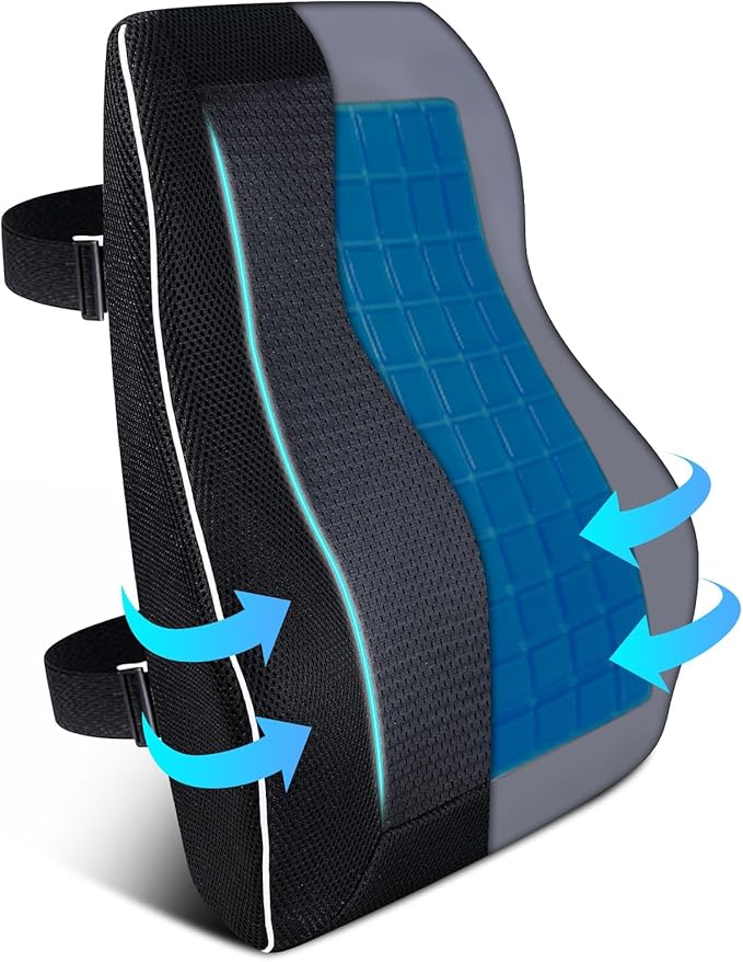 Gel Lumbar Support Pillow for Office Chair Car Gaming Chair Lower Back Pain Relief Back Support, Cooling Memory Foam Cushion for not stand the heat, 3D Mesh Cover Ergonomic Orthopedic Back Rest by NICEEDAYBRAND