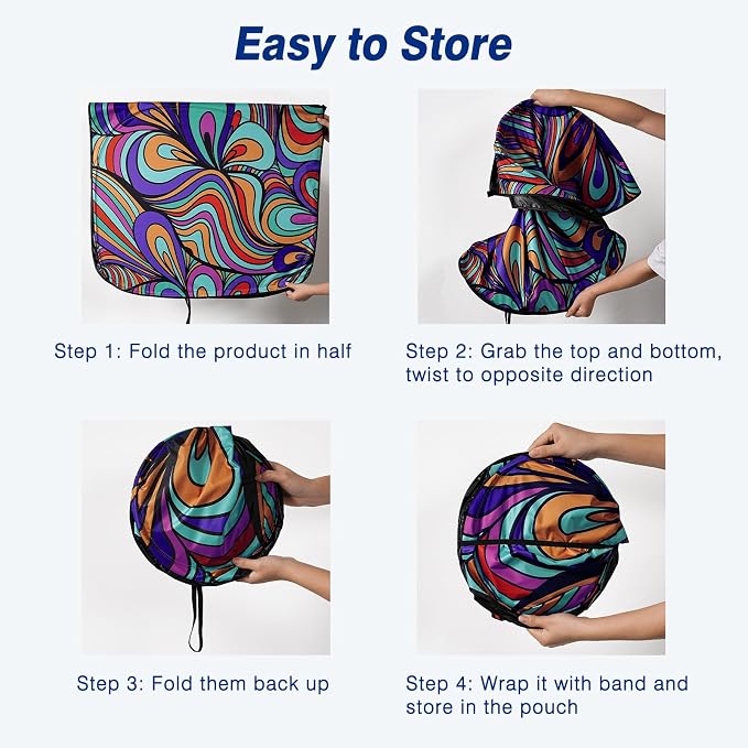 Car Windshield Sun Shade UV Reflector Foldable Front Window SUV | Blocks 98% UV Rays,Keep Interior Cool,Universal Fits Hatchback,Truck,MPV,Storage bag,57"L x 31.5"W,Car Summer Accessories - Image 7