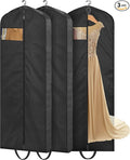 MISSLO 65" Long Garment Bags for Travel Dress Bags for Hanging Clothes Waterproof Wedding Dress Cover Traveling Clothing Protectors for Closet Storage 3-Pack for Gowns, Tuxedos, Coats, Black by MISSLO