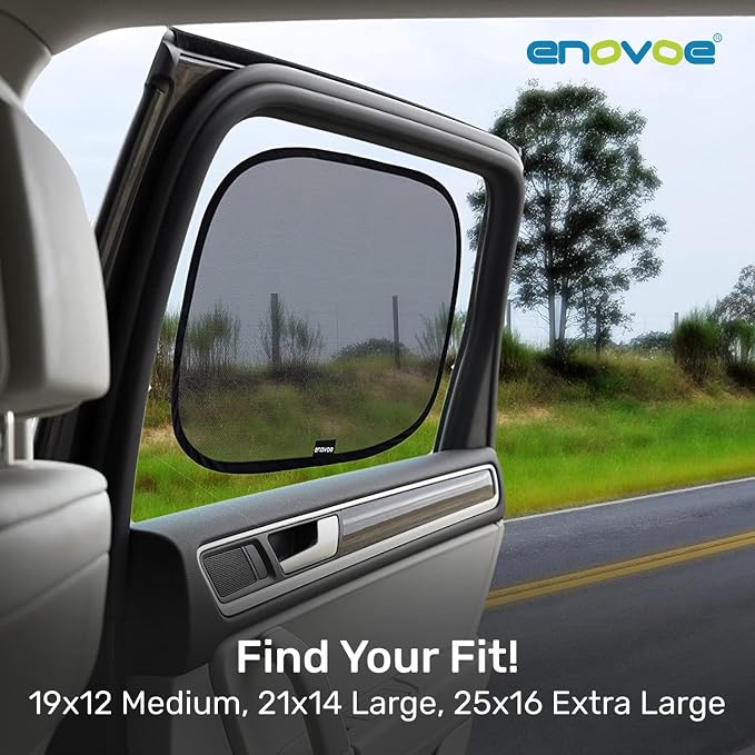 Enovoe Car Window Shade for Baby - (2 Pack) UV Protection Breathable Mesh Baby Window Covers - Sun Shade Blocker, Cling Windows Cover - Glare Shield and UV Rays Protection for Your Child - XL 25"x16" - Image 8