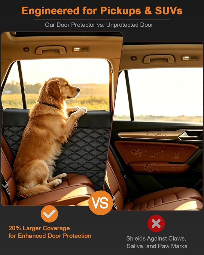 Dog Car Door Protectors, 2-Pack Covers for Trucks & Large SUVs | 20% Larger, Extra-Thick Waterproof Door Panel Covers Help Protect Vehicle Doors from Dog Scratches, Dirt, Drool and Moisture. - Image 3