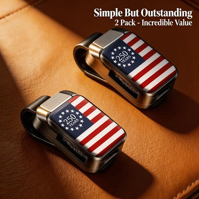 Dsycar 2 Pack Car Sunglasses Holder, 250 Anniversary American Flag Car Clip | One-Handed-Operation Easy Access Storage for Driving,Car Sun Visor Sunglasses Clip Anti-Scratch Car Sun Visor Accessories - Image 6