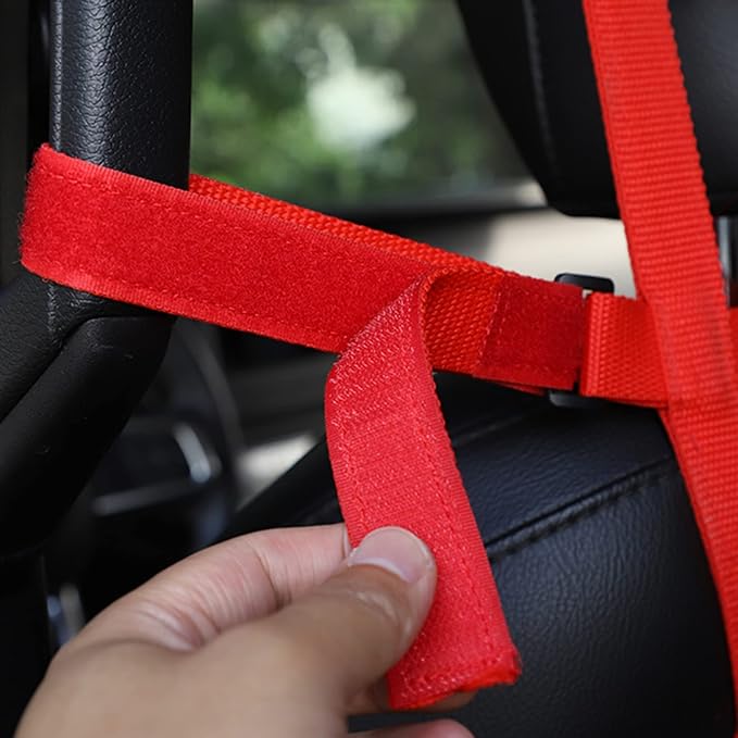 Rear Seat Dog Barrier Net Divider for Jeep Wrangler JK JL JT 2007-2025 | Fits Jeep Wrangler JK JL & Gladiator JT 2/4 Door, Red, Thickened Polyester Pet & Child Safety Barrier, No-Tool Install - Image 5