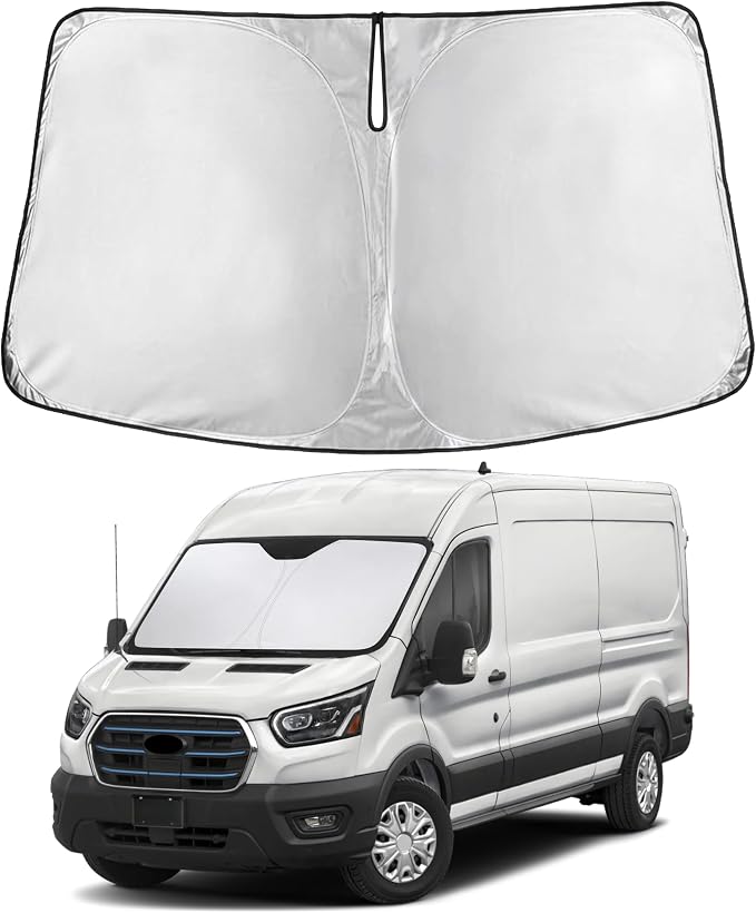 Autovir Windshield Sun Shade Fit for 2015-2024 2025 2026 Ford Transit | Sunshade, Front Car Window Shades Sun Visor, Blocks UV Rays & Heat, Car Accessories by Autovir