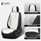 FLORICH Waterproof Front Car Seat Cover Faux Leather Automotive Seat Cover Front Car Seat Cushion Car Seat Protector Accessories Universal Fit for Most Cars SUV Trucks, Black&White - Image 3
