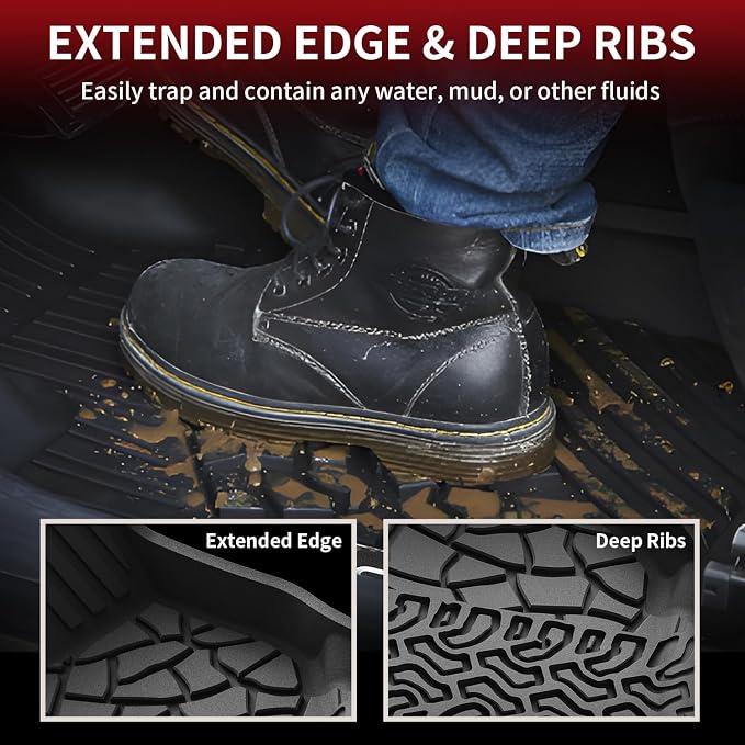 LASFIT Floor Mats for Ford Bronco Sport 2021-2025 2026 with a Carpet Floor | Custom Fit TPE All Weather Full Coverage Protector, 2 Rows Floor Liner for Bronco 2-Door, Durable Easy Clean Anti-Slip - Image 2