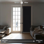 RYB HOME Blackout French Door Curtain, No Drill, W26 x L72, Black, 1 Panel | Self Adhesive, Privacy, Thermal Insulated, For Patio Kitchen Front Entry Front Back Door Glass Window, Renter Friendly - Image 5