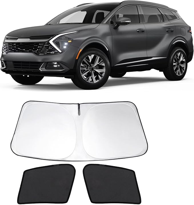 3PCS Car Window Shades Front Windshield Sun Shade Foldable Window Shade Custom Fit for 2023 KIA sportage Accessories Car Shades for Front Windows Anti-UV Rays Block Heat by FannycCargoCover