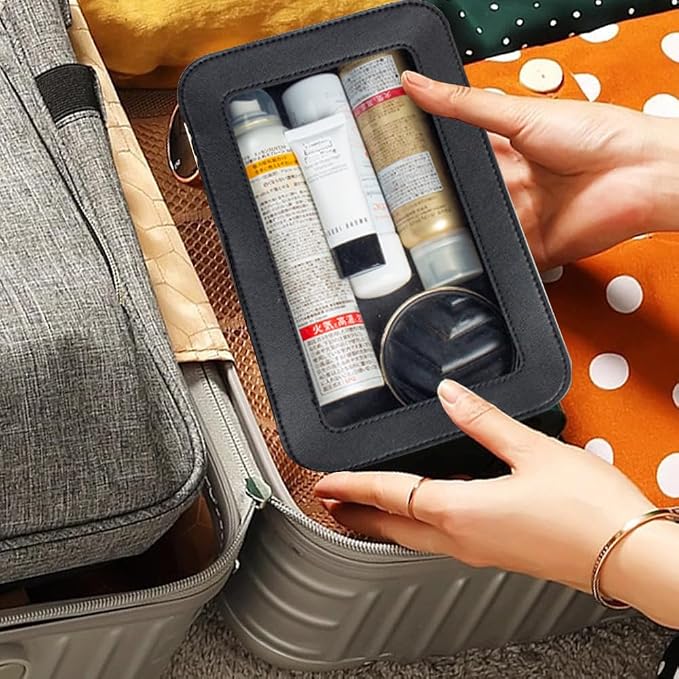 Clear Makeup Bag, Black Travel Makeup Pouch Toiletry Bag for Women Waterproof Small Cosmetic Bag Case Small Make Up Bag with Zipper Car Organizer Car Essentials for Women Men - Image 7