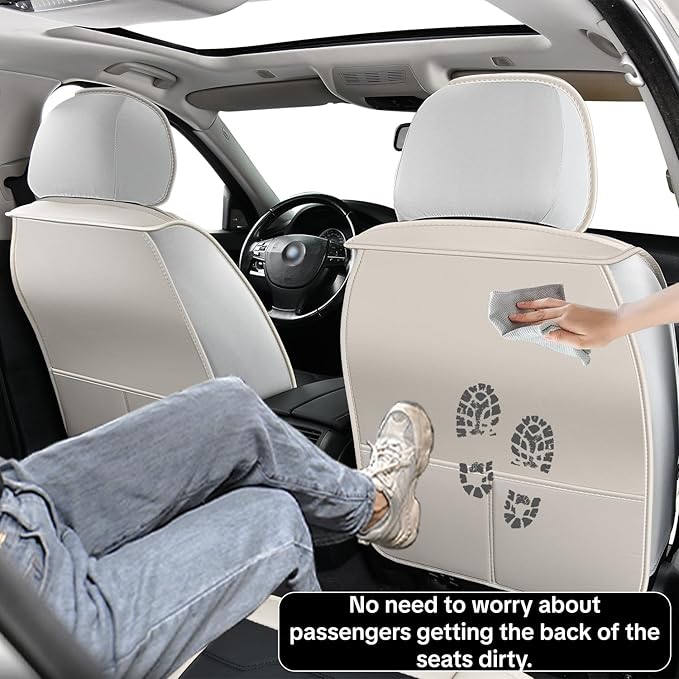 Gray Car Seat Covers Complete Set, Universal Car Seat Covers for Cars, Premium Waterproof Leather, Protect & Upgrade Car Interiors, Airbag Compatible, Easy to Install & Clean Up - Image 5