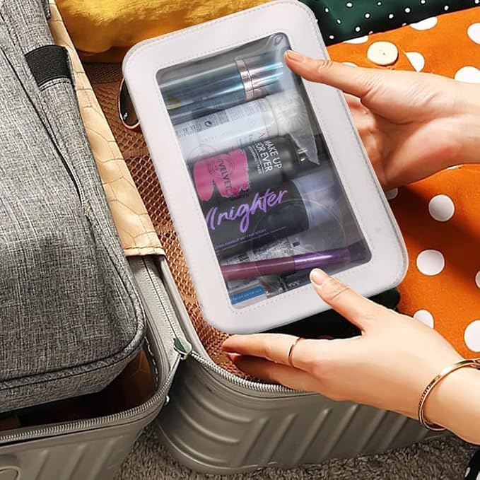 Clear Makeup Bag, White Travel Makeup Pouch Toiletry Bag for Women Waterproof Small Cosmetic Bag Case Small Make Up Bag with Zipper Car Organizer Car Essentials for Women Men - Image 5