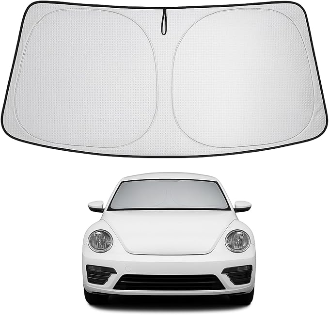 Proadsy Custom Fit Car Windshield Sun Shade for 2012-2019 Volkswagen Beetle | 240T Heat Shield, Drops Temp 54°F, Blocks 99% UV, Prevents Dashboard Cracking, Summer Parking & Beach Trips, Easy Twist-Fold by Proadsy