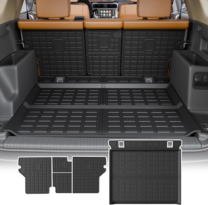 Cargo Mat & Backrest Mats for 2010-2024 Toyota 4Runner 5 Seat | Fit without Sliding Tray, Trunk Mat Cargo Liner TPE All Weather Back Seat Cover Protector 2023 Toyota 4 Runner Accessories by Maszupir