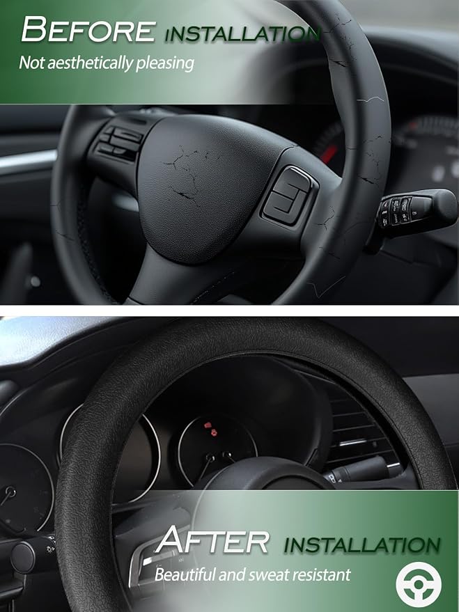 LRITER Car Steering Wheel Cover, Non-Slip Silicone Material, Multiple Color Choices, Universal Auto Parts Steering Wheel Cover, Suitable for Most Cars (Black) | Multiple Color Choices, Universal Auto Parts Steering Wheel Cover, Suitable for Most Cars - Image 4