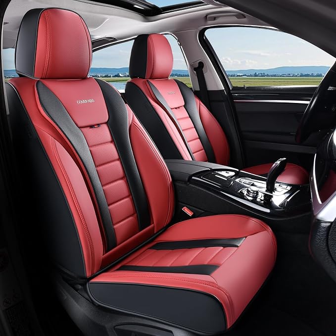 Coverado Car Seat Covers, Front Covers for Cars, Car Seat Cover Front Seats, Automotive Seat Cover, Waterproof, Leather Car Seat Cushion, Universal Interior Covers Seat Protectors for Most Cars by COVERADOAUTO