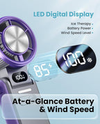 DIGIX Portable Handheld Turbo Fan with Ice Cooling, Rechargeable Personal Fan, Up to 15Hrs Cooling, 100 Speeds 25000RPM Powerful Portable Fan for Travel Outdoor,120° Adjustable, LED Display (Grey) - Image 7