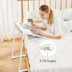 HUANUO Adjustable TV Tray Table - TV Dinner Tray on Bed & Sofa, Comfortable Folding Table with 6 Height & 3 Tilt Angle Adjustments (White) - Image 5