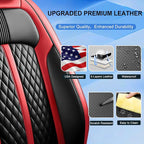Fit CX-9 Seat Covers Custom Fit for Mazda CX-9 2007-2024, Front Pair | Premium Leather Full Coverage Protectors, Waterproof, Breathable, Scratch Resistant, Easy Wipe, Airbag Compatible, Black+Red - Image 3