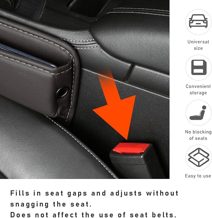Kewucn Car Seat Gap Organizer, Adjustable Leather Front Seat Gap Filler Storage Box, Multifunctional Auto Console Side Pocket Organizer for Phone Glasses Key Card, Car Accessories (Red) - Image 5