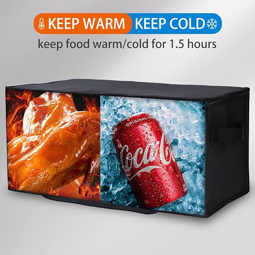 Bodaon Insulated Food Delivery Bag, 22" x 10" x 10" Insulated Pizza Delivery Bags for Hot/Cold Food, Black, 1-Pack | Insulated Pizza Delivery for Hot/Cold Food, Commercial Catering, Reusable Grocery Shopping Tote, Thermal Carrier, Collapsible - Image 3