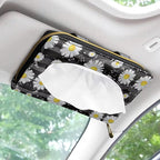 Biyejit Car Tissue Holder, Music Daisy Car Decorative Hanging Napkin Case, PU Leather Tissue Box for Car Sun Visor, Backseat - Image 2