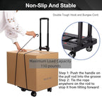 GtIiFmTe Foldable Hand Truck, Lightweight Luggage Cart for Airport Car Seat | Compact Folding dolly with Rotating swivel wheel,storage size12×15.7×4.1",300lbs Load,Upright Lock Handle with 3bungee cords - Image 4