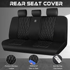 CAR PASS Luxury Faux Leather Rear Bench Car Seat Covers, Waterproof Anti Slip Back Seat Covers, Deluxe Automotive Backseat Cover Universal Fit for Most Cars Sedan SUV Pickup Truck (All Black) - Image 2