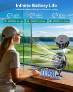 Magnetic Golf Cart Fan Rechargeable,10000mAH Battery Operated Portable Fan with 3 Speeds,30H Working Time,LED Lantern,360° Rotatable Head, Fits EZGO/Club Car/Golf Cart - Image 3