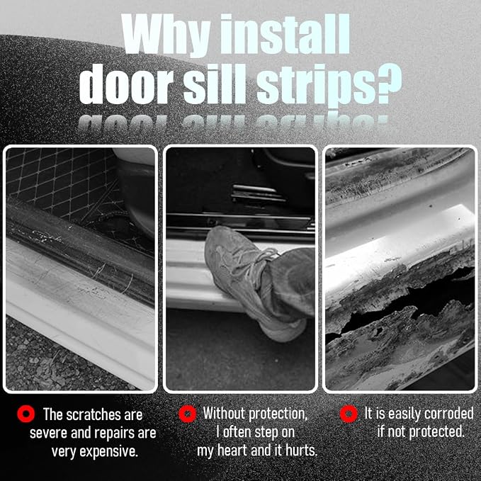 4PCS Car Door Sill Protector, Sport Anti-Slip Vehicle Door Edge Scratch Protection, Self-Adhesive Automotive Entry Guard Decoration Sticker, Universal for SUV RV Truck (Black) - Image 6