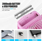 PureHome Portable Clip Fan Battery Operated,3 Speeds USB Rechargeable Mini Table Fan with Strong Airflow,360°Rotation Ultra Quiet Personal Desk Fan for Home Office Bedroom Dorm Stroller Camping- Pink - Image 3