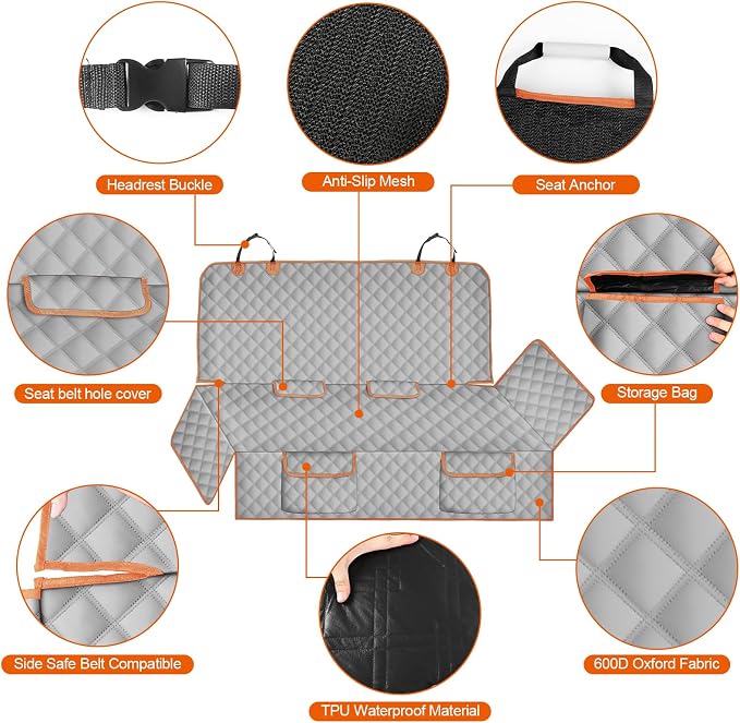 Dog Car Seat Cover for Mid-Size Truck, 600D Waterproof | for Toyota Tacoma/Hilux, Ford Ranger, Chevy Colorado/GMC Canyon, Nissan Frontier, Honda Ridgeline, Jeep Gladiator - Image 3