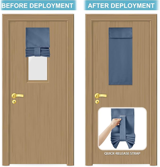 RYB HOME Classroom Door Window Cover, Blackout Door Curtain No Drill | Emergency Lockdown Shade for School Door Window, Room Darkening Block Views, Office Door Curtain, W8 x L36, 1 Panel - Image 5
