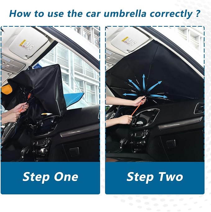 Orange Blue Sunset Car Sun Shade Windshield Car Umbrella Foldable Uv Ray Reflector Front Window Sun Shade Visor Shield Cover - Image 4