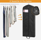 MISSLO 54" Garment Bags for Travel for Women Waterproof Dress Bags for Gowns Long Dress Cover for Gowns, Coats, Suits, Black, 3 Packs - Image 5