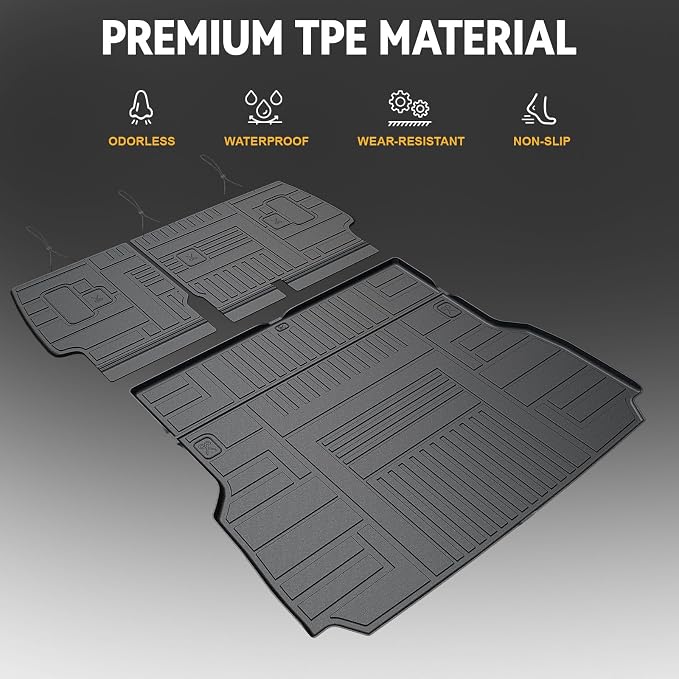 Cargo Mat for 2024-2026 Toyota Land Cruiser Accessories | Full-Coverage Cargo & Backrest Protection, Odorless TPE, All-Weather Protection, Folds with Rear Seats, 3D Custom Fit - Image 4
