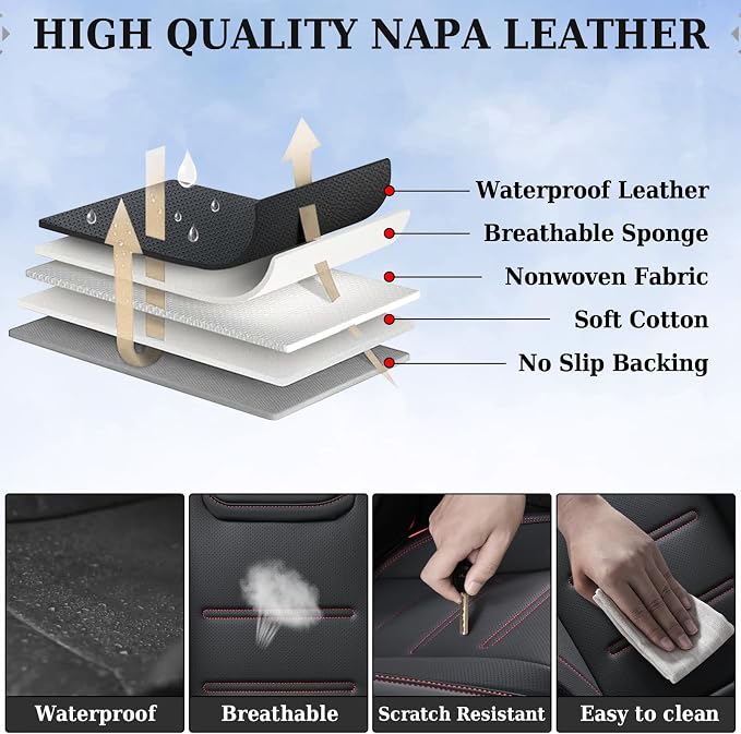 Coverado Car Seat Covers, Front Covers for Cars, Car Seat Cover Front Seats, Car Seat Protector Waterproof, Leather Car Seat Cushion, Universal Interior Covers Seat Protectors for Most Cars - Image 5