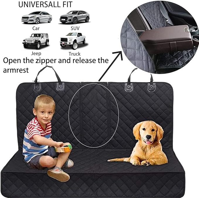 BESULEN Dog Car Seat Cover Waterproof Back Seat Protector Orange Edge | Oxford cloth with grid texture, buckle strap setup, anchor support, fits most cars, SUVs, and trucks, car accessories - Image 7
