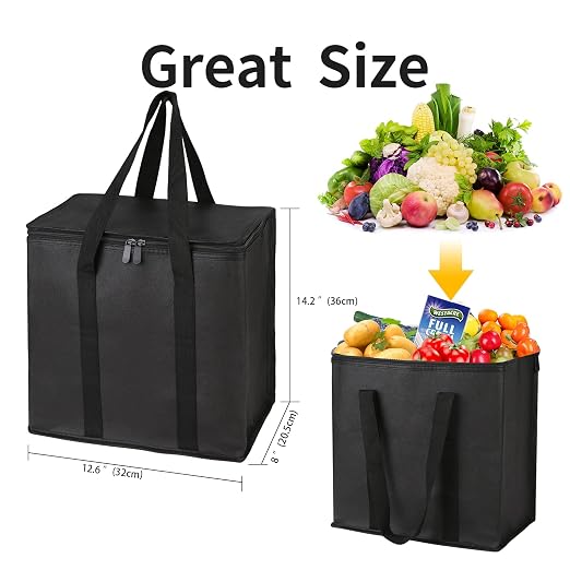 musbus 2Pack Cooler Bag Insulated Grocery Bags Large Freezer Shopping Cooler Tote for Travel Groceries Beach Thermal Food Delivery Bag to Keep Frozen Food Cold and Hot Food - Image 2