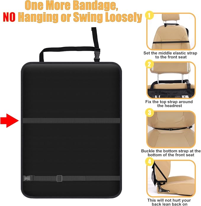 Meolsaek Kick Mats Back Seat Protector, Waterproof Oxford Seat Back Protector, Car Seat Back Protector for Kids, Back of Seat Protector for Kids Feet Car Seat (Black C -2pc) - Image 2