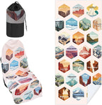 1 Pack Car Seat Towel Cover with Storage Bag, Multi National Parks Style | 63 x 32 in Car Towel Seat Cover Non Slip Waterproof, Gym Workout Swimming Running, Machine Washable Sweat Absorbent Protector by Hahafelt