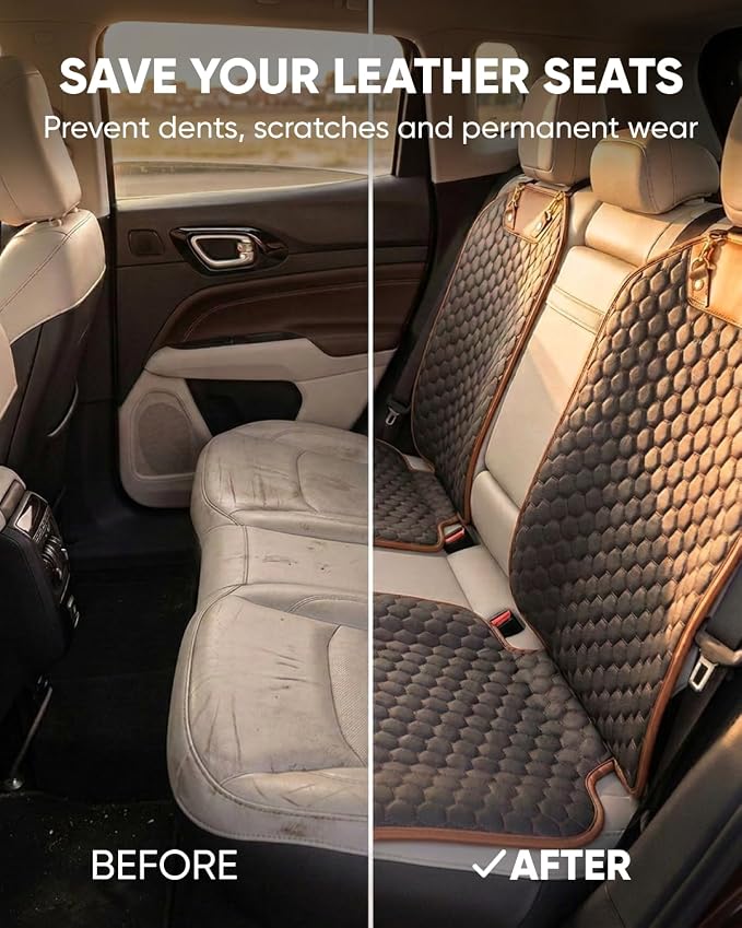 Premium Leather Car Seat Protector for Child Car Seat Cover from Dirt Scratches - Infant Car Seat Protector for Back Seat/Front Booster Seat Protector Under Baby Car Seat Waterproof 1pc Hexy - Image 5