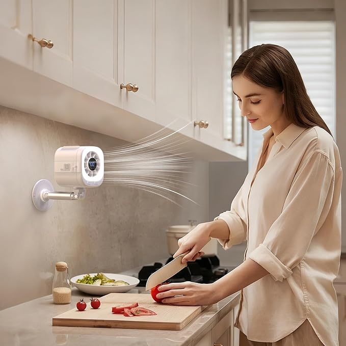 Car Fan for Driver & Backseat, Powerful Large Airflow Portable Fan with Extendable Arm, Rechargeable 3000mAh Battery, Magnetic Clip Mount, 5 Speeds, Quiet Cooling Fan for Car, Baby, SUV, Truck - Image 6